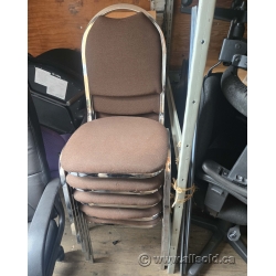 Tan Stacking Banquet Guest Chairs w/ Chrome Frame